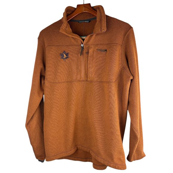 Sitka Gear Fortitude Pullover Sweatshirt Fleece Half Zip Rust Orange Men's Large - Picture 11 of 13